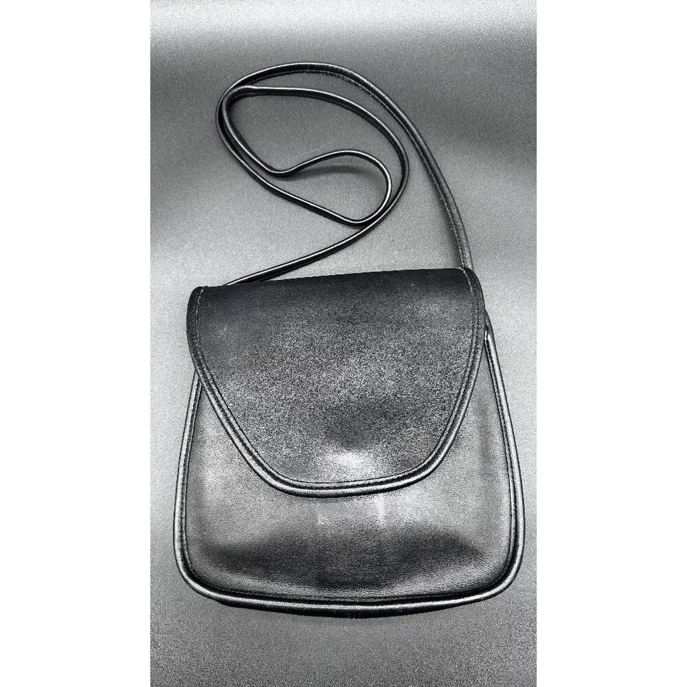 Vtg 90's Coach Lindsay Black Leather Crossbody Bag Fold Over H5B-9888 Made USA